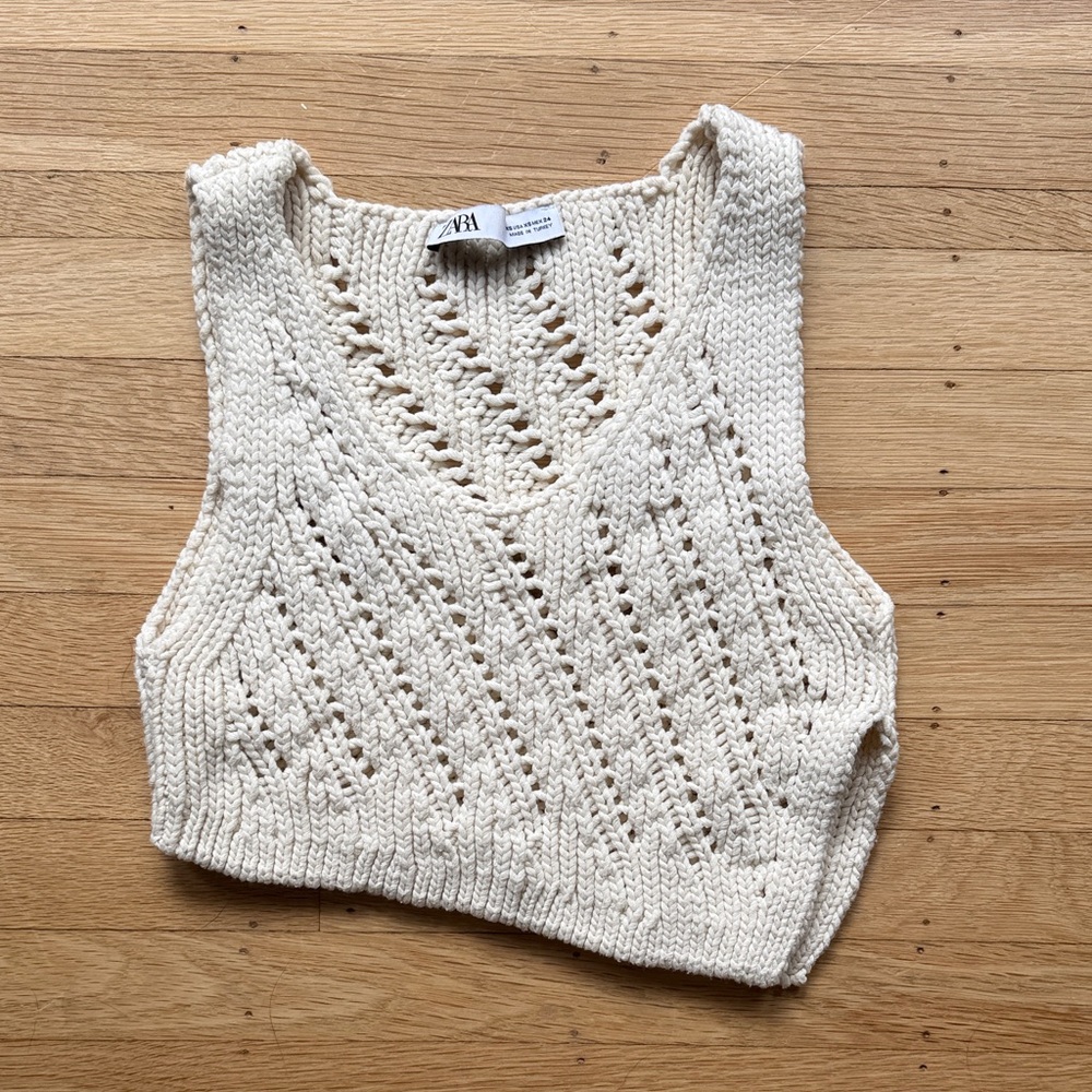 Zara Ivory Knit Crop Top